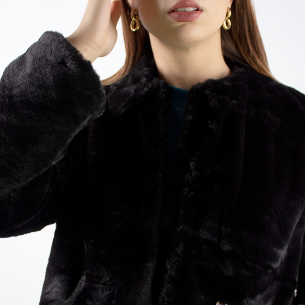 Black Faux Fur Gap Coat